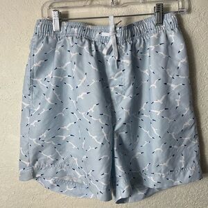 1901 Blue Air Seagull Print Swim Trunks Sz M